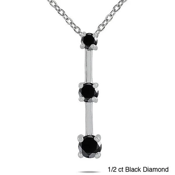 crystal pendant necklace for men -Marquee Jewels 14k White Gold 1/2 to 1ct TDW Diamond 3-stone Necklace