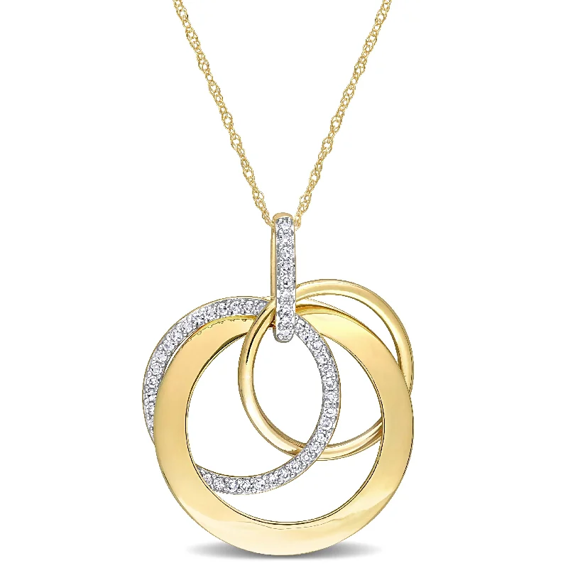 long pendant necklace gold -Miadora 1/4ct TDW Diamond Interlocking Multiple Circle Necklace in 14k Yellow Gold