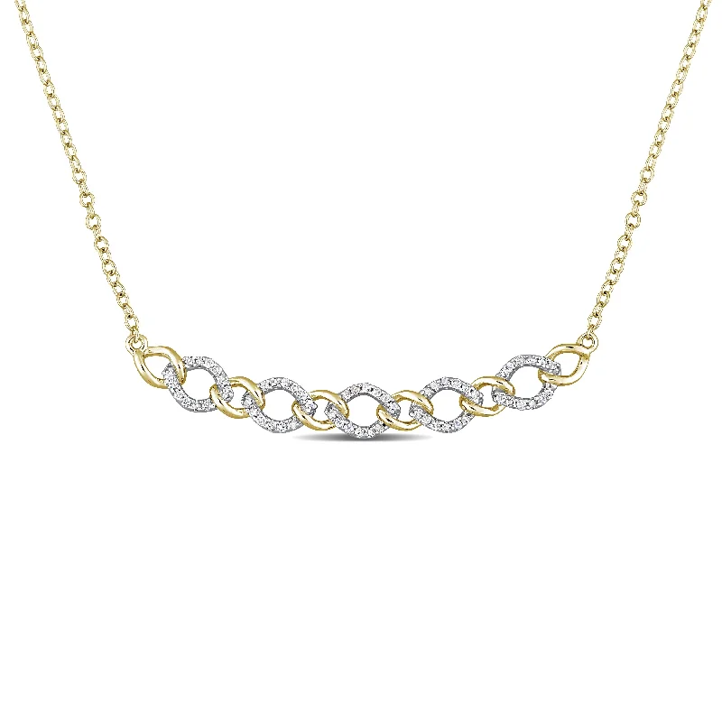 women’s gold infinity necklace -Miadora 1/5ct TDW Diamond Oval Link Necklace in Yellow Plated Sterling Silver