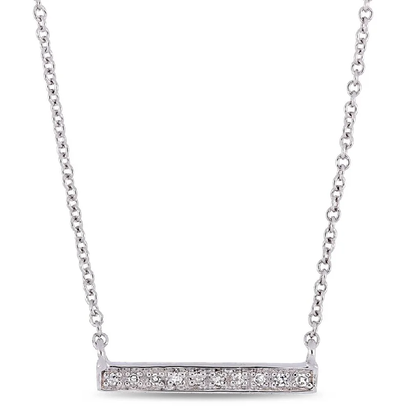 custom diamond pendant necklace -Miadora 10k White Gold Children's Diamond Station Clustered Bar Necklace