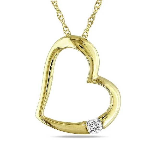 women’s infinity pendant necklace -Miadora 10k Yellow Gold Diamond Accent Heart Necklace