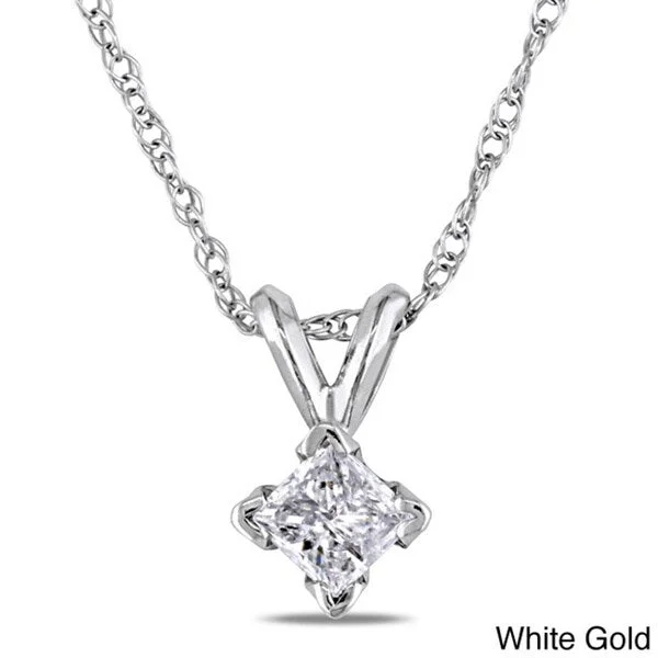 stylish gemstone pendant for necklace -Miadora 14k Gold 1/4ct TDW Diamond Solitaire Necklace