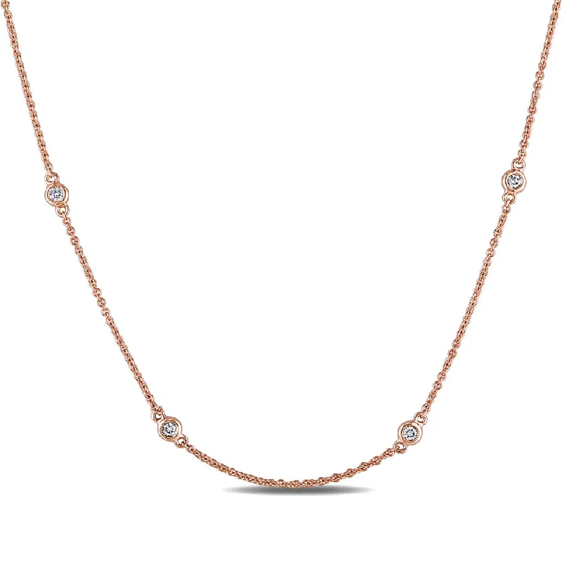 custom silver necklace with pendant -Miadora 14k Rose Gold 1/4ct TDW Necklace