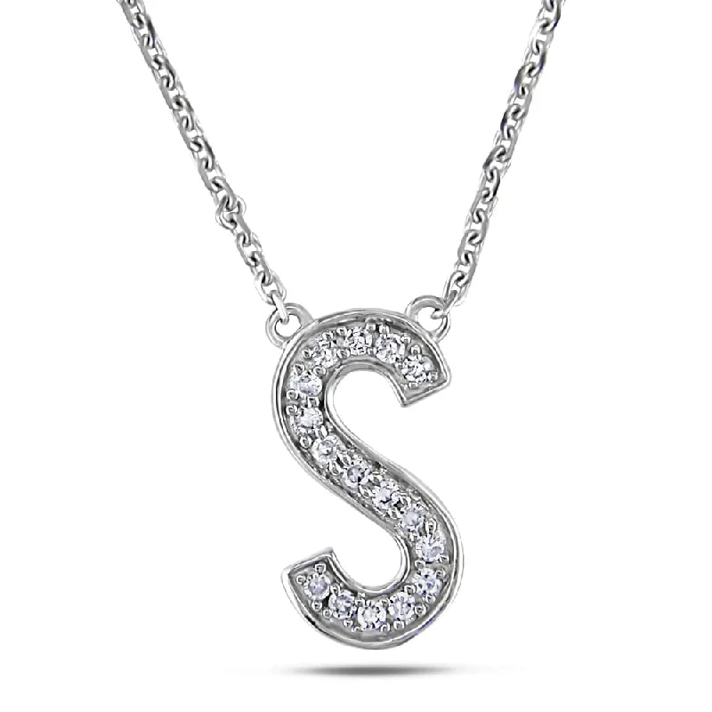 unique gemstone pendant necklace -Miadora 14k White Gold 1/10ct TDW Diamond Initial Necklace