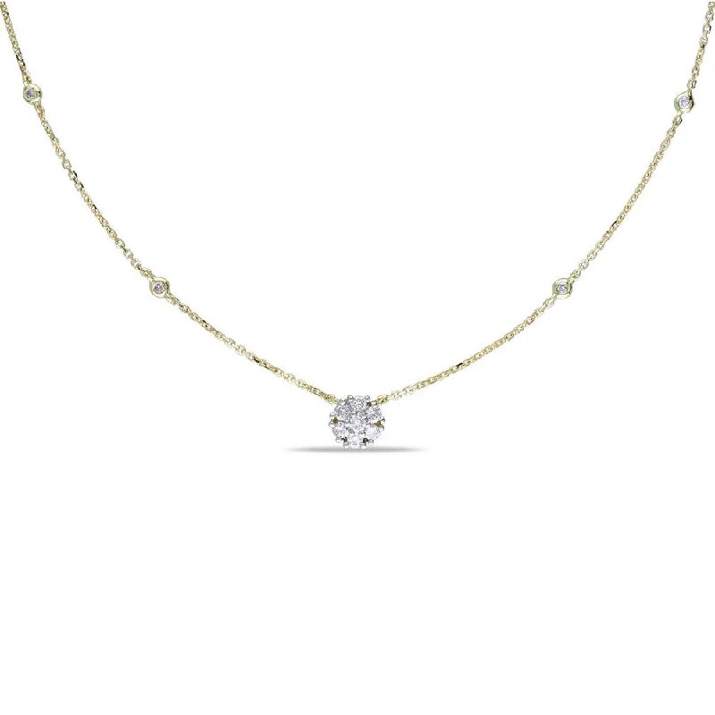 infinity crystal pendant necklace gold -Miadora 14k Yellow Gold 1/3ct TDW Diamond-by-the Yard Necklace