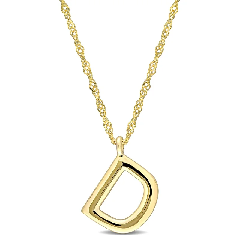 handmade pearl necklace pendant -Miadora 14k Yellow Gold D Initial Necklace