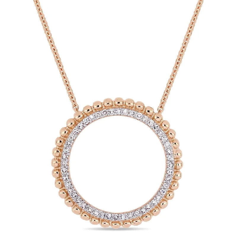 personalized pendant necklace for mom -Miadora Signature Collection 14k Rose Gold 1/4ct TDW Diamond Open Ring Halo Necklace