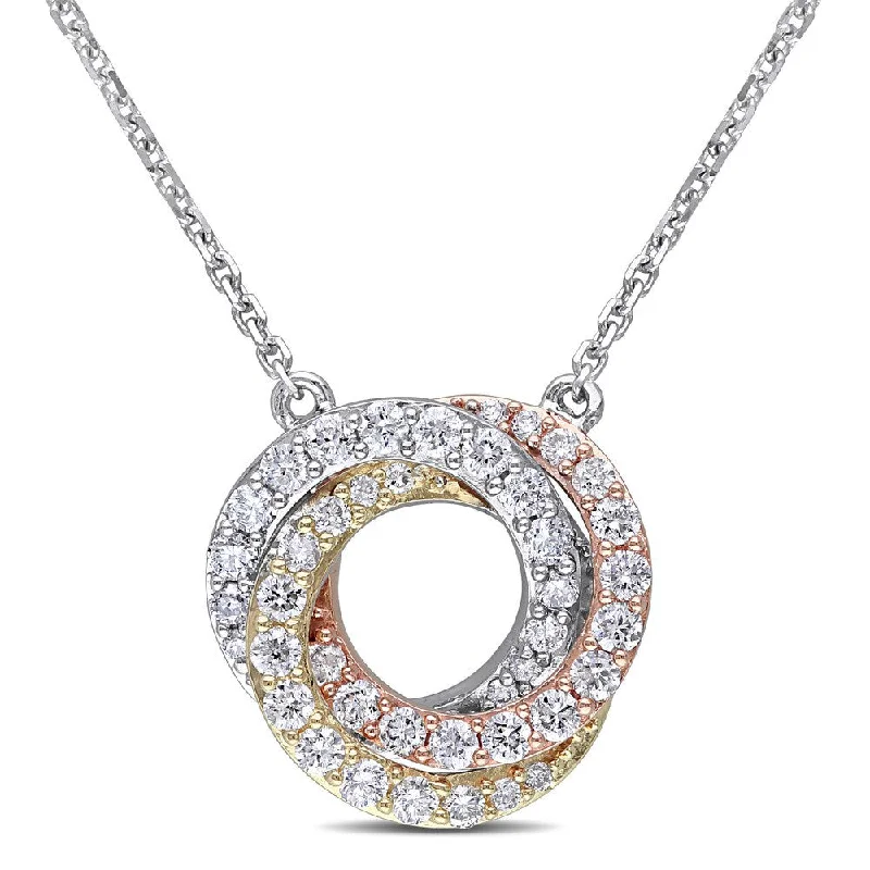 dainty gold heart pendant -Miadora Signature Collection 14k Tri-color White Yellow and Rose Gold 1/2ct TDW Diamond Swirl Necklace (G-H, SI1-SI2)