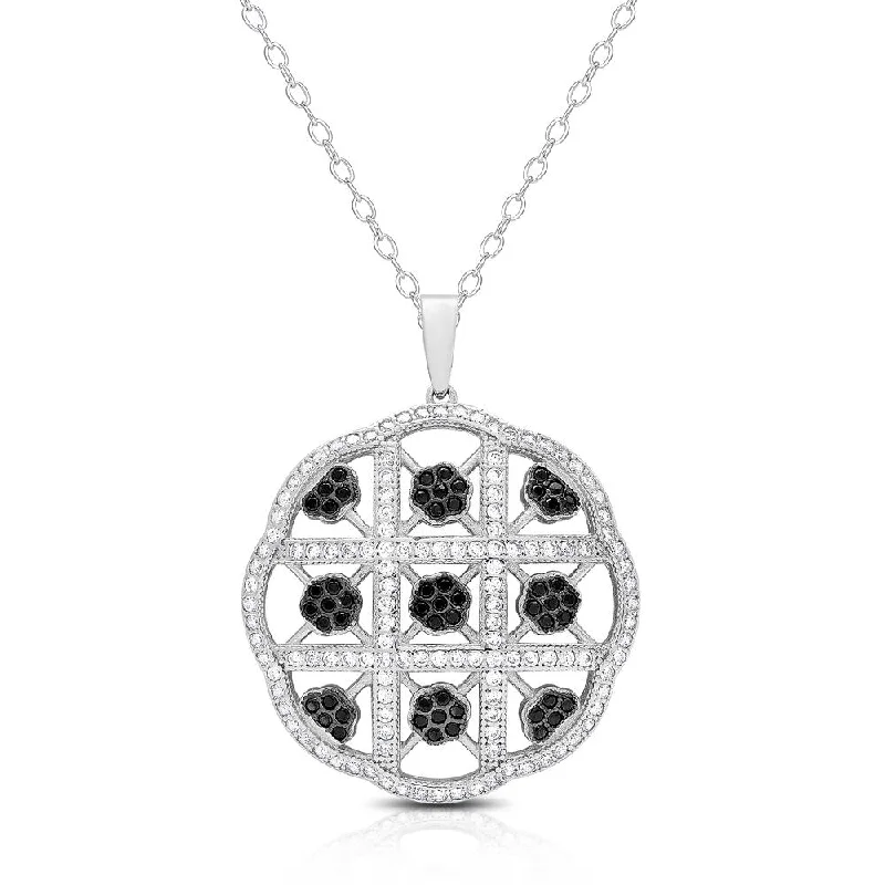 silver circle pendant necklace -Samantha Stone Sterling Silver Cubic Zirconia and Crystal Necklace