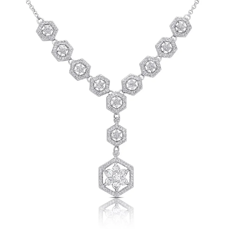 trendy bar pendant necklace silver -Samantha Stone Sterling Silver Cubic Zirconia Flower Statement Necklace