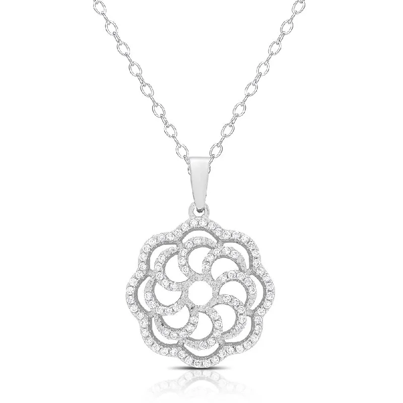 engraved gold pendant necklace -Samantha Stone Sterling Silver Cubic Zirconia Necklace