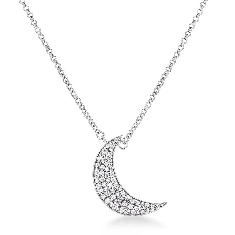 unique gold pendant necklace -To The Moon And Back Cz Necklace - 16 Inch + 2 Inch