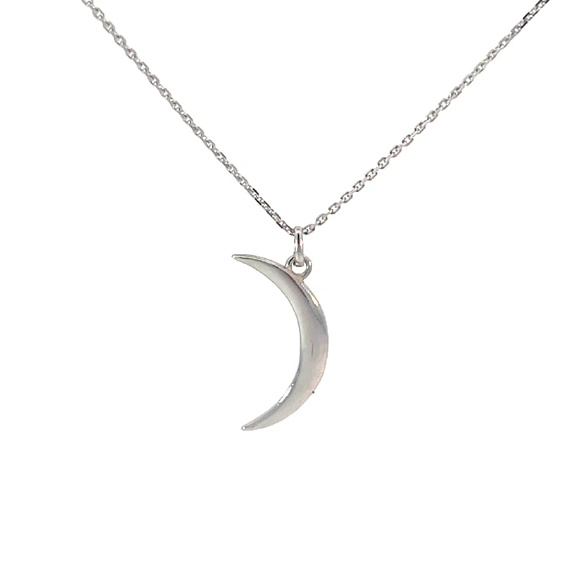 vintage silver pendant for necklace -White Gold Crescent Pendant Necklace