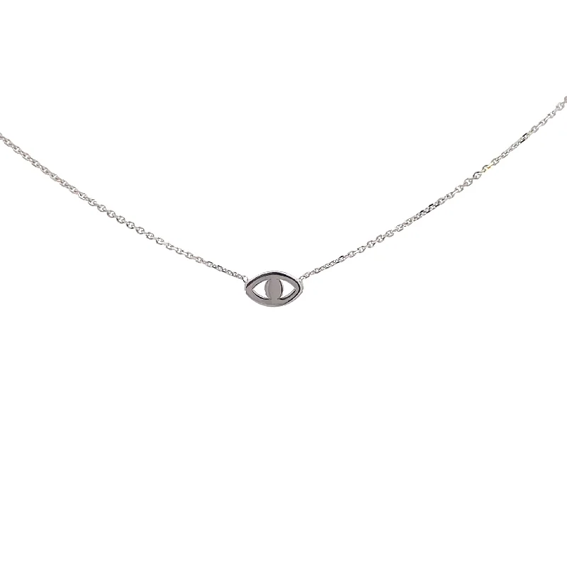 women’s crystal bar necklace -White Gold Evil Eye Necklace