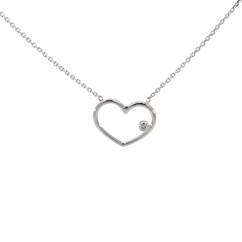 custom heart pendant necklace -White Gold Open Wire Heart Necklace