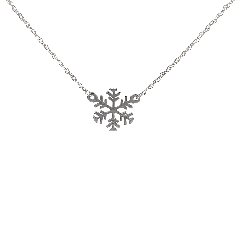 delicate pearl pendant necklace gold -White Gold Snowflake Necklace