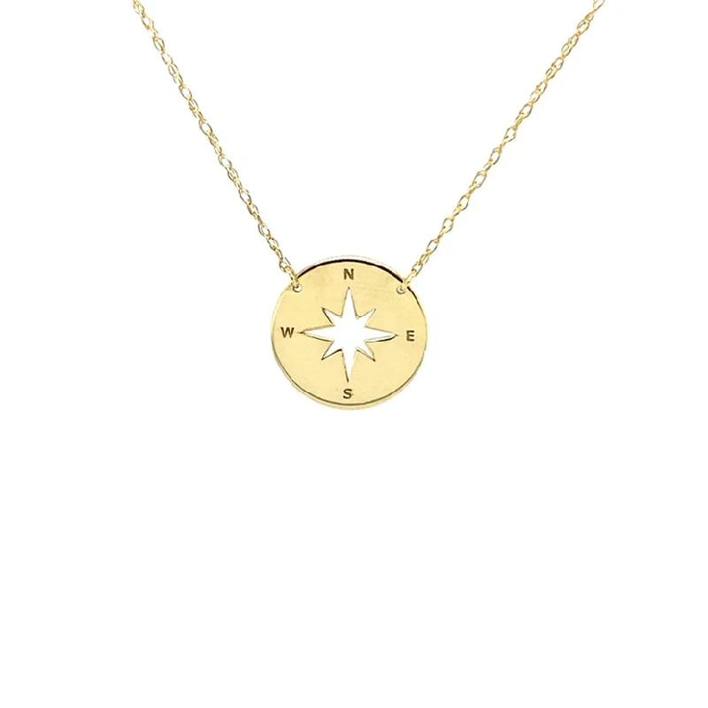 celestial necklace with star pendant -Yellow Gold Delicate Compass Necklace