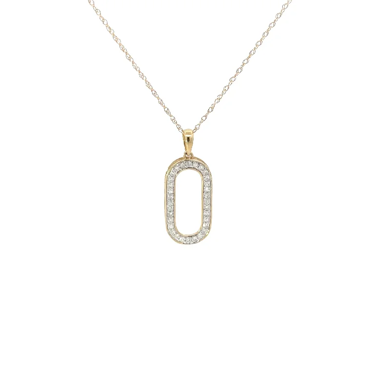 geometric pendant necklace silver -Yellow Gold Diamond Oval Pendant Necklace