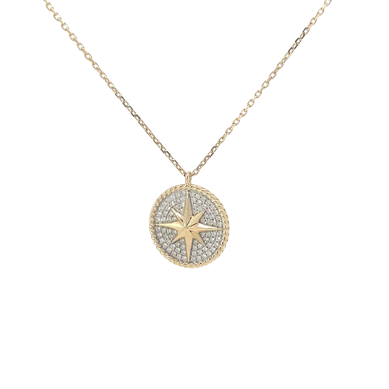 gold heart pendant necklace -Yellow Gold Diamond Star Pendant Necklace