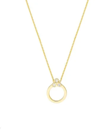 simple pendant necklace for men -Yellow Gold Diamond Trinity Door Knocker Necklace