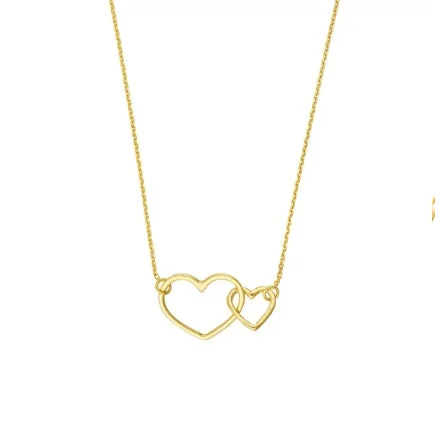 women’s pendant necklace with charm -Yellow Gold Interlocking Heart Necklace