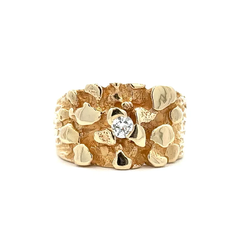 custom engagement rings with diamonds and sapphires-Diamond Nugget Ring in 14K Yellow Gold