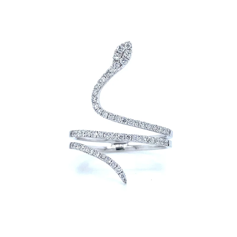 silver rings for men with colored diamonds-Snake Ring in 14K White Gold