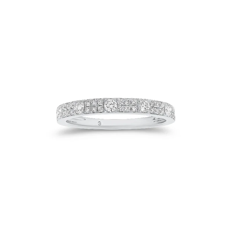 wedding rings for men with diamonds and colored stones-Diamond Pattern Stacking Ring