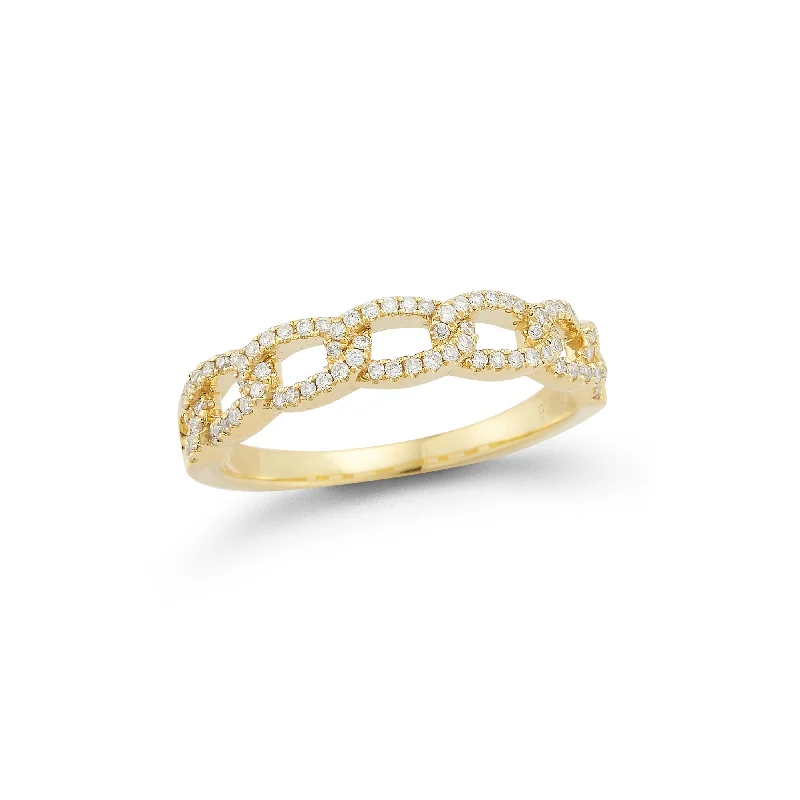 custom wedding rings with diamonds for women-Diamond Cuban Link Ring