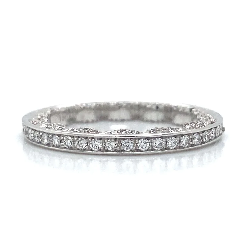 platinum rings with sapphires and diamonds for men-Verragio Eternity Wedding Band in 18K White Gold