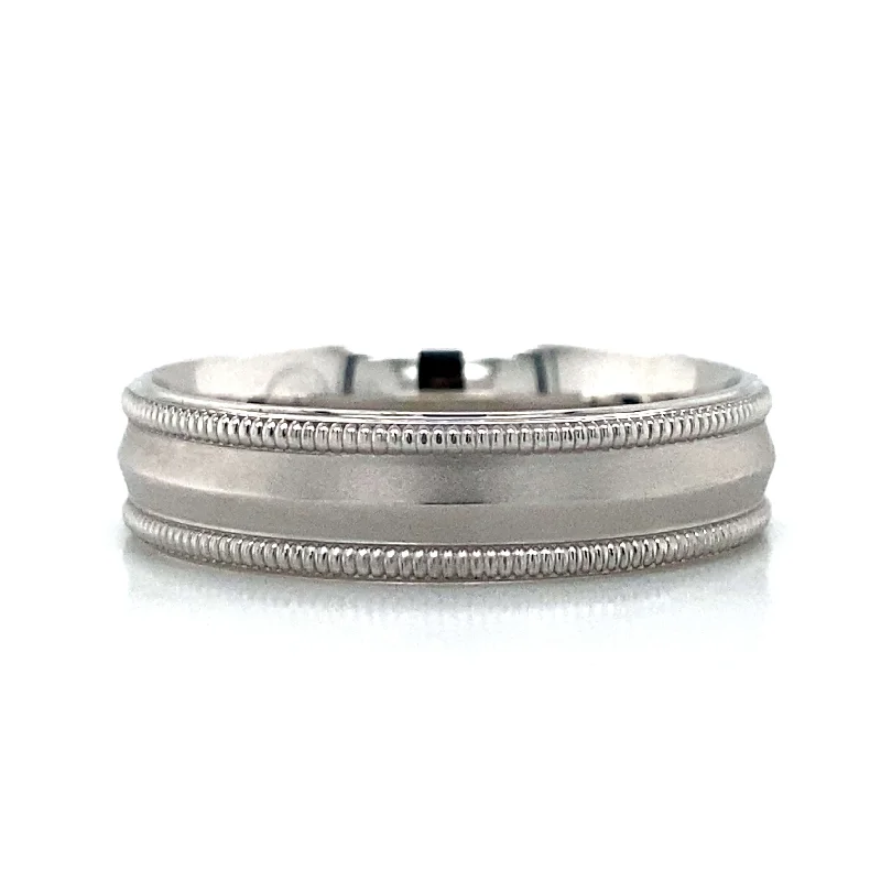 men’s custom-made wedding rings with rubies-18k White Gold Verragio Miligrain Band