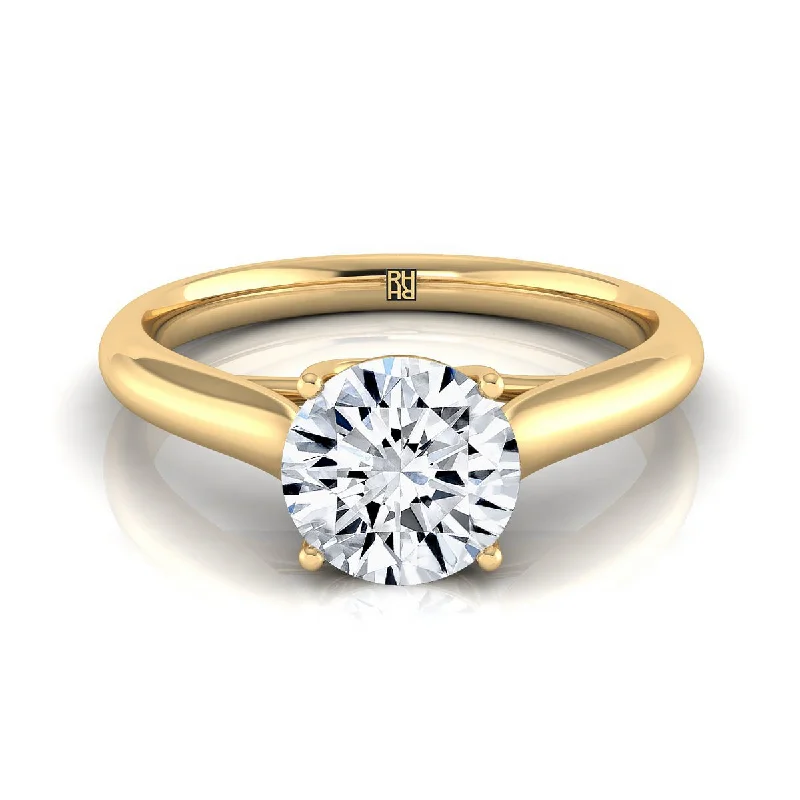 classic engagement rings with sapphires-18K Yellow Gold Round Brilliant Rounded Classic Comfort Fit Solitaire Ring