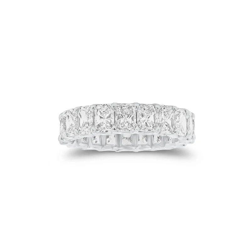 women’s platinum rings with emeralds and diamonds-5.05 Carat Radiant Cut Diamond Eternity Band