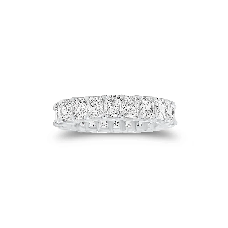 silver rings for men with colored diamonds-4.47 ct Radiant-Cut Diamond Eternity Band