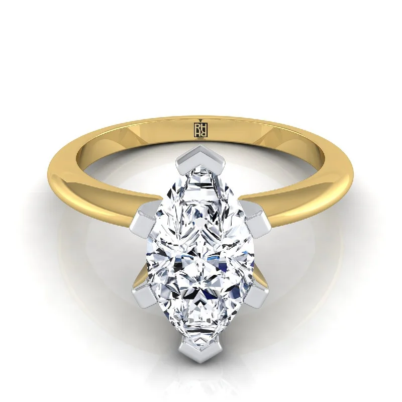 women’s engagement rings with diamonds for men-14K Yellow Gold Marquise   Classic Low Base Solitaire Engagement Ring