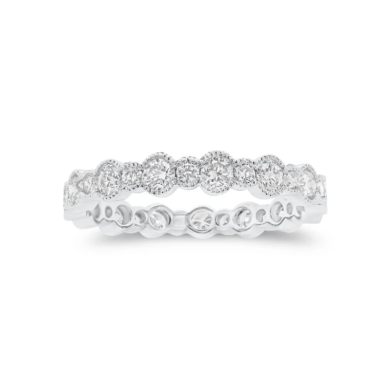 luxury wedding rings with colored diamonds-Diamond Milgrain Eternity Ring