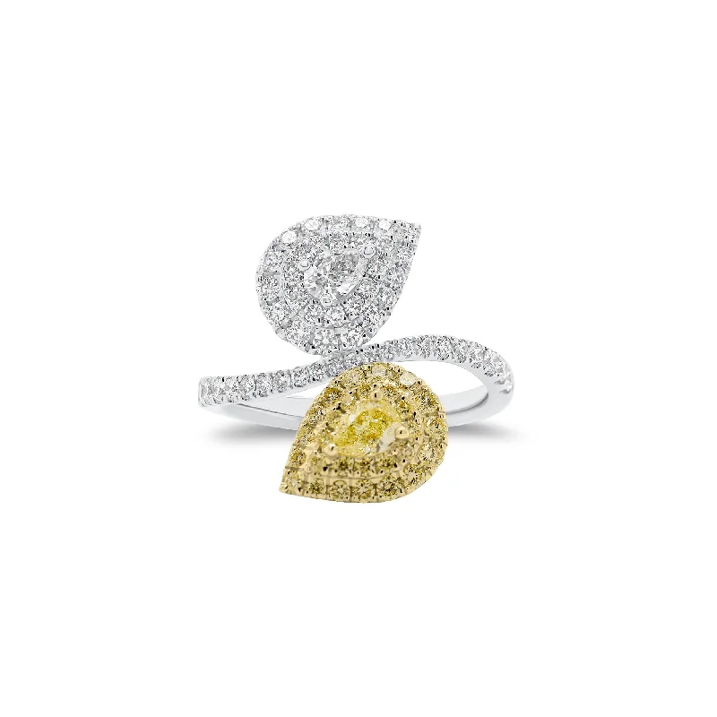 women’s engagement rings with diamonds for men-Yellow Diamond Toi et Moi Ring