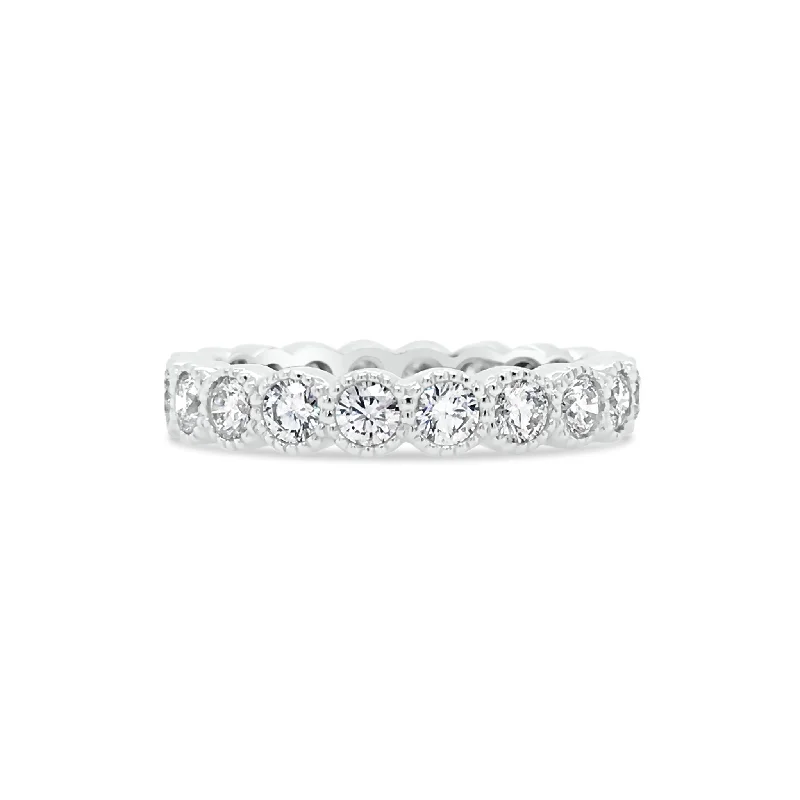 women’s rings with multi-colored diamonds for engagement-Bezel-Set Diamond Eternity Ring with Antique Milgrain