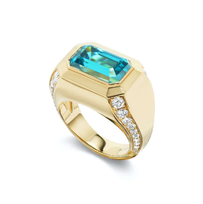 women’s rings with emerald diamonds and sapphires-Blue Zircon Cascade Ring