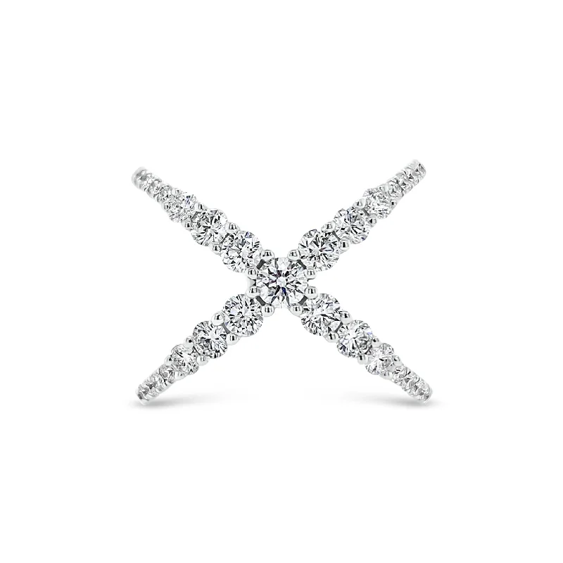 custom engagement rings with custom-cut diamonds-Diamond Criss-Cross Ring