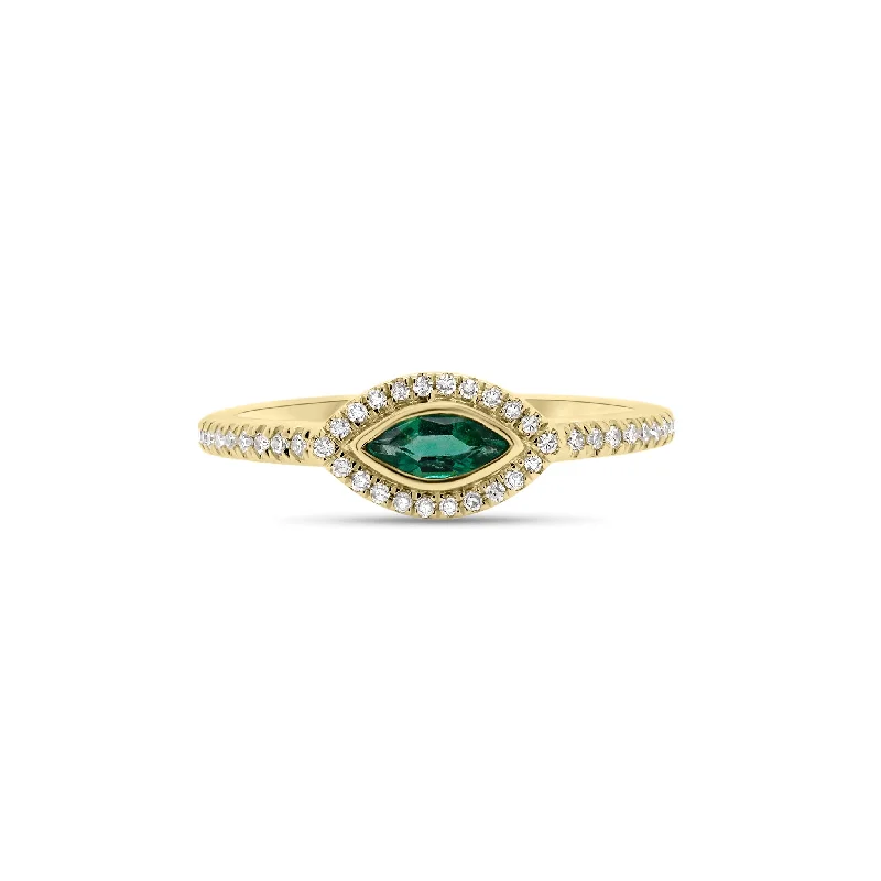 women’s engagement rings with diamonds and emeralds for men-Diamond & Emerald Marquise Ring