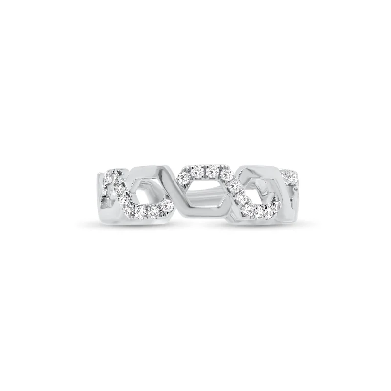 custom wedding rings with engraving for women-Diamond Geometric Stackable Ring