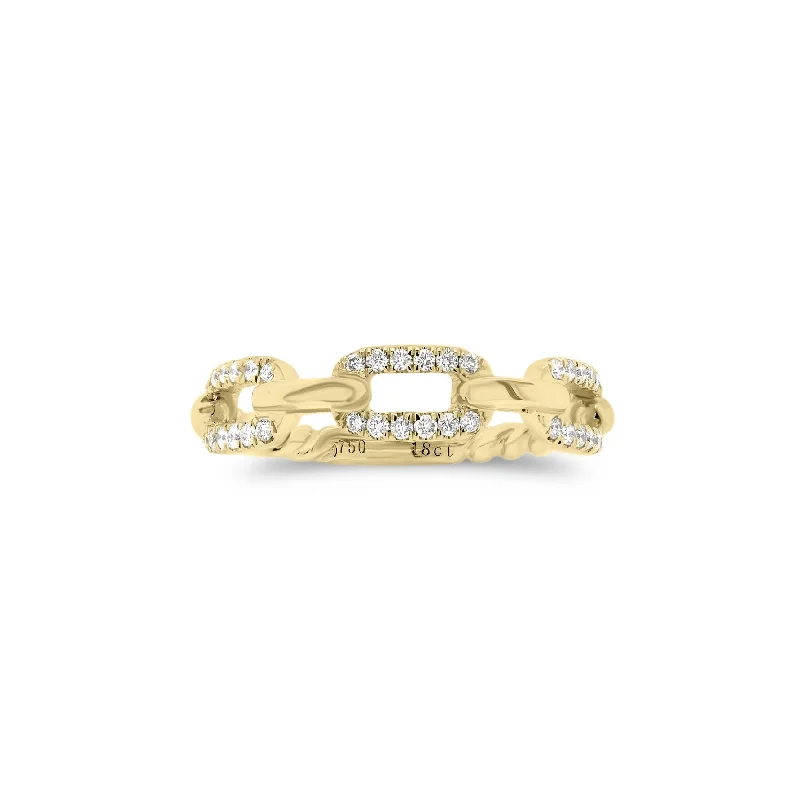 men’s engagement rings with colored stones-Diamond Rectangular Link Stackable Ring