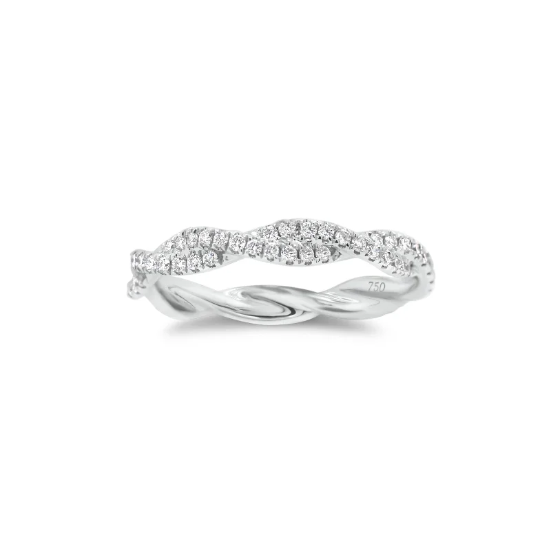 silver wedding rings with custom engravings for men-Diamond Twist Infinity Ring