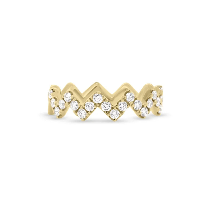 custom-made engagement rings for women with diamonds-Diamond Modern Zig-Zag Stackable Ring