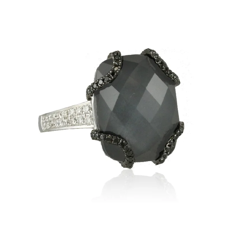 affordable engagement rings with diamonds and sapphires-Black Hematite Statement Ring