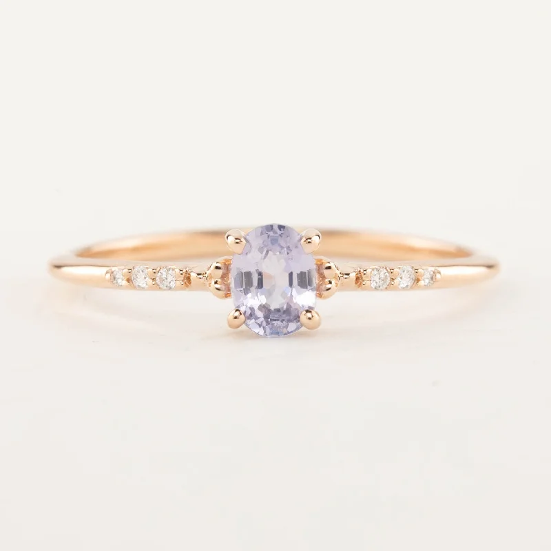 gold wedding rings for women with diamonds and rubies-Eloise Ring - 5x4mm 0.40ct Unheated Blue Sapphire, 14k Rose Gold