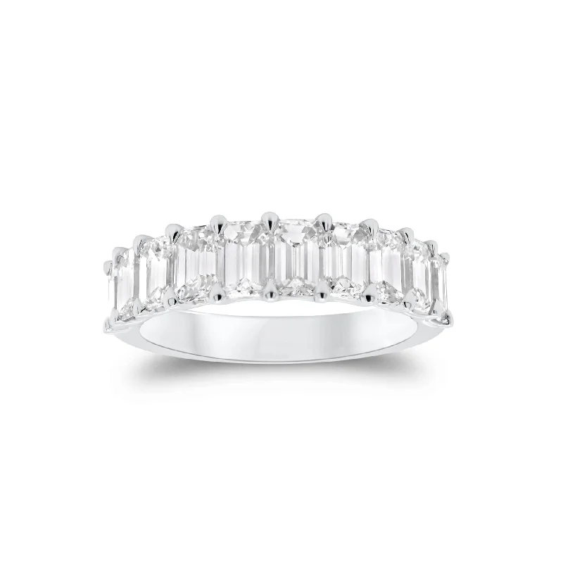 custom engagement rings with custom-cut diamonds-Emerald-Cut Diamond Wedding Band