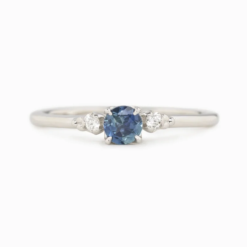 luxury engagement rings with diamonds for men-Estel Ring - 4mm 0.30ct Montana Sapphire, 14k White Gold