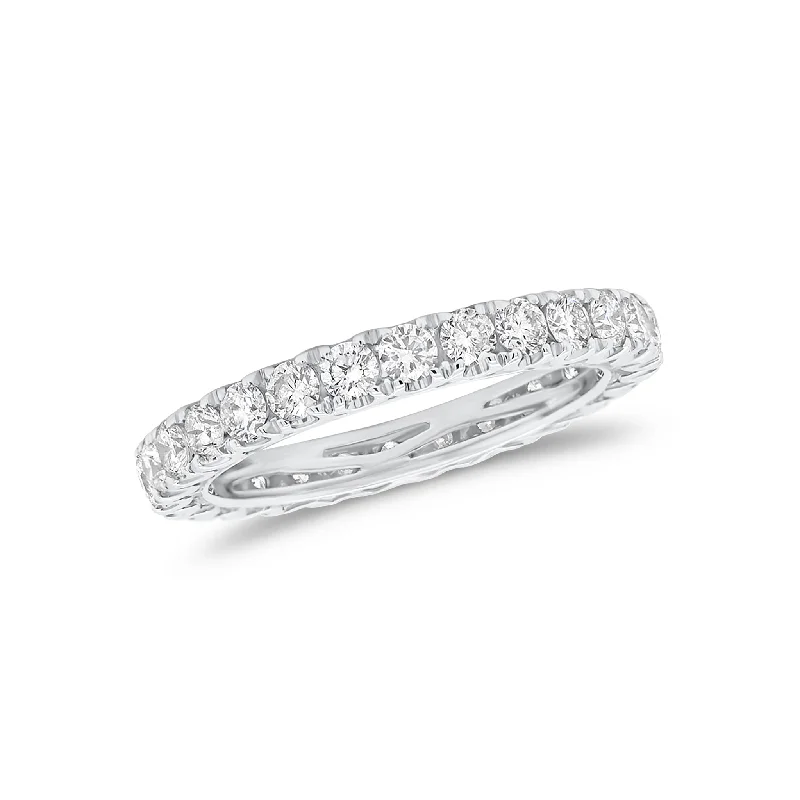 custom engagement rings with diamond center stones-Four Prong-Set Diamond Eternity Wedding Band